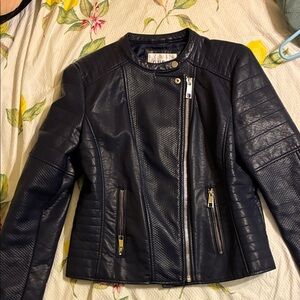 Guess Women's Dark Blue Leather Jacket